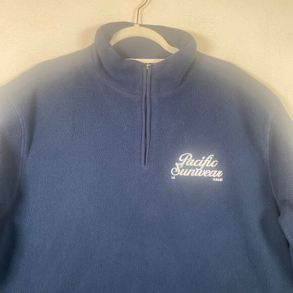 PacSun Blue Fleece Pullover Men’s Size Large 1/4 Zip Polyester 2 Zip Pockets - Picture 6 of 11